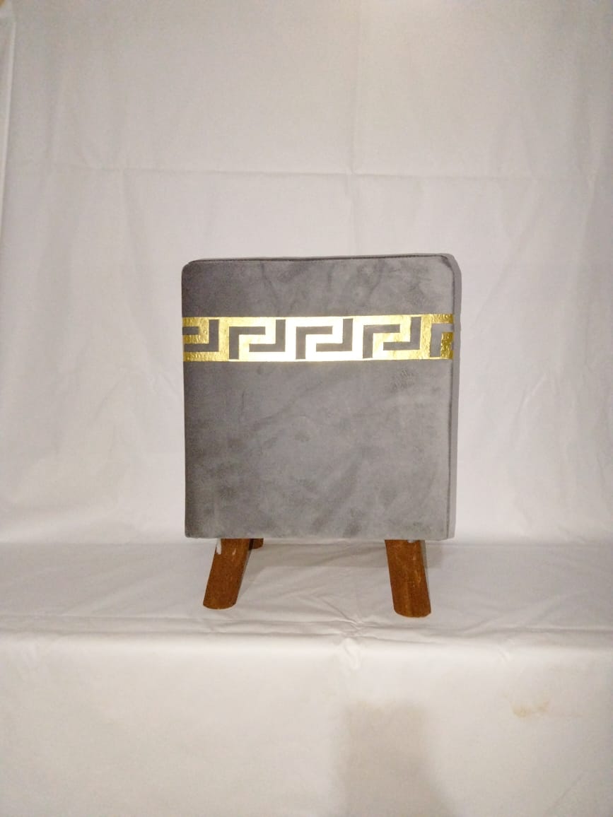 "Luxe Velvet Gold Frame Ottoman Stools – Set of 2"