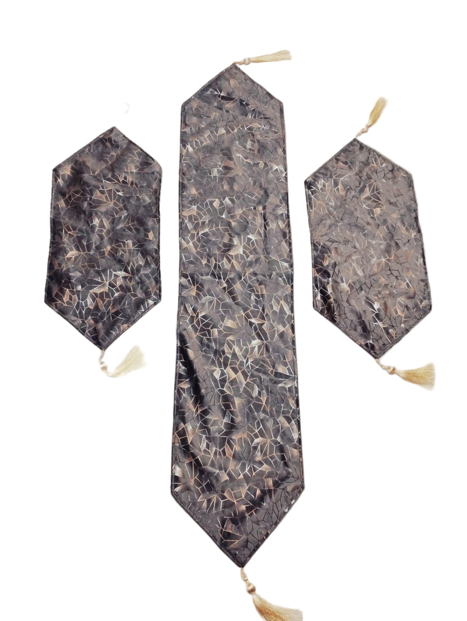 "Luxury Velvet 3-Piece Dressing & Side Table Mat Set with Tassels"