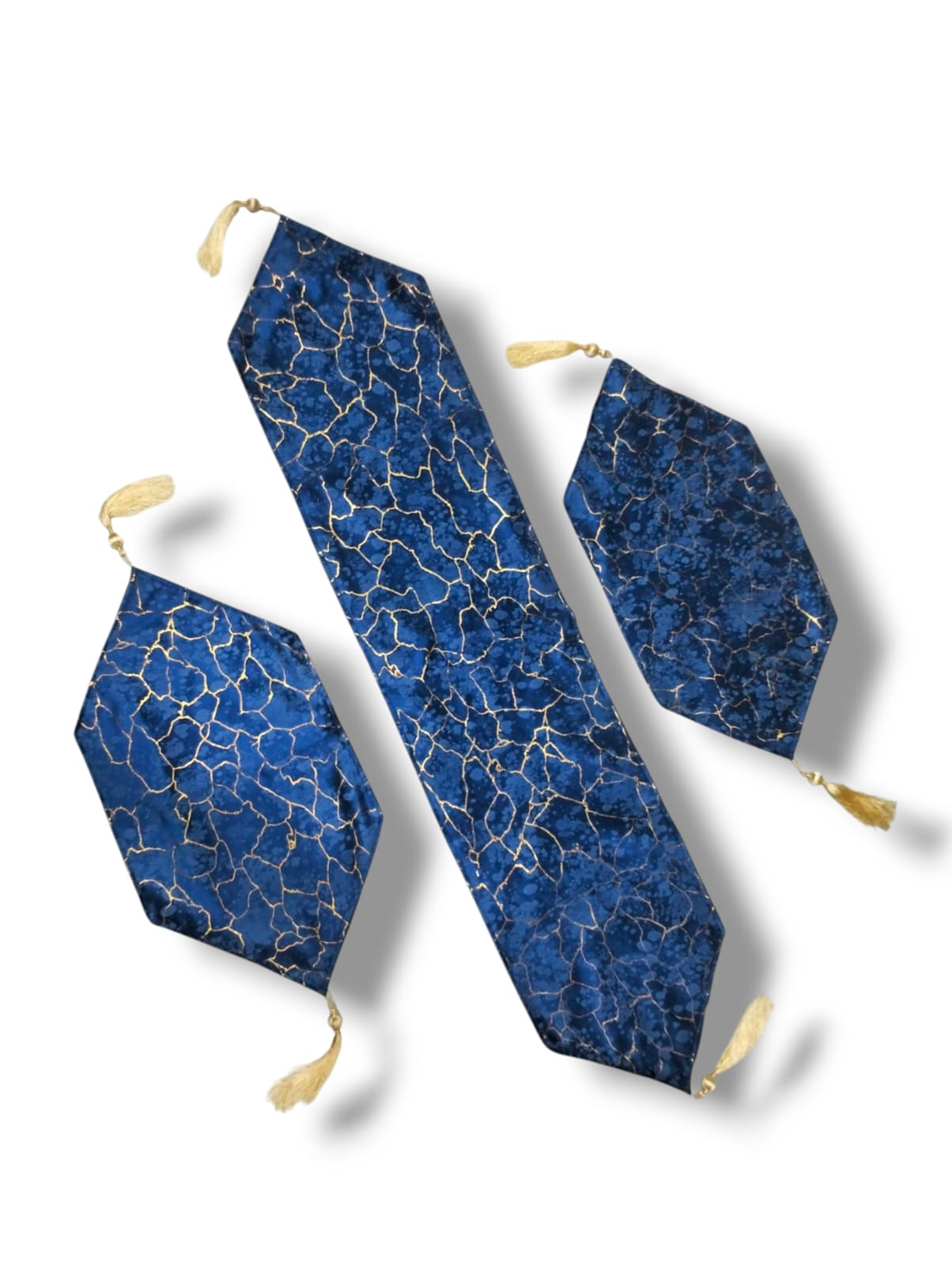 "Luxury Velvet 3-Piece Dressing & Side Table Mat Set with Tassels"