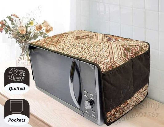 "Quilted Microwave Oven Cover with Side Pockets"
