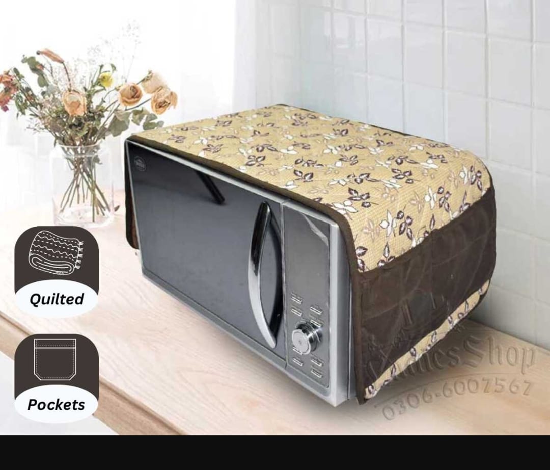 "Quilted Microwave Oven Cover with Side Pockets"