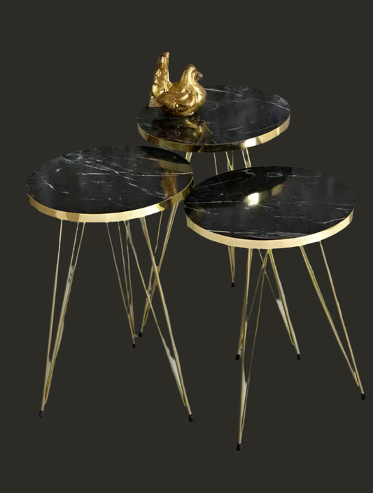 Trio Luxe Nesting Coffee Table Set with Elegant Stand