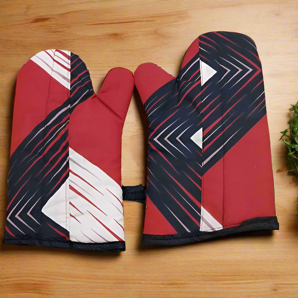 "Quilted Heat-Resistant Oven Mitts – Stylish Kitchen Gloves (1 PAIR )