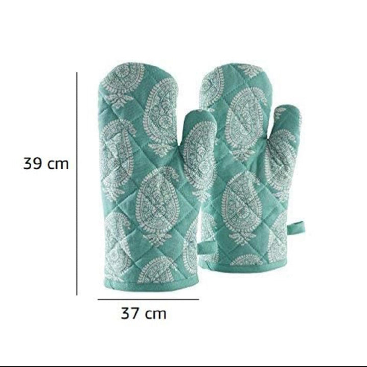 "Quilted Heat-Resistant Oven Mitts – Stylish Kitchen Gloves (1 PAIR )