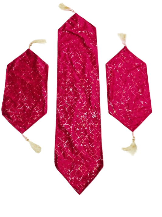 "Luxury Velvet 3-Piece Dressing & Side Table Mat Set with Tassels"