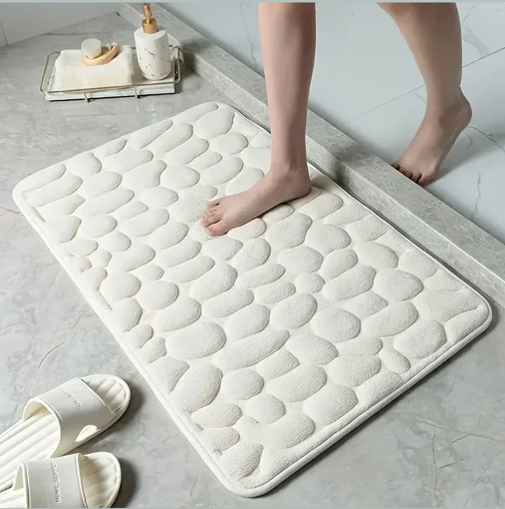 "Luxury Pebble Design Memory Foam Bath Mat – Super Absorbent & Non-Slip"