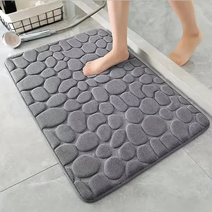 "Luxury Pebble Design Memory Foam Bath Mat – Super Absorbent & Non-Slip"
