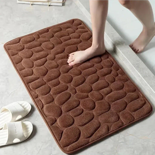 "Luxury Pebble Design Memory Foam Bath Mat – Super Absorbent & Non-Slip"