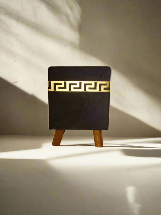 "Luxe Velvet Gold Frame Ottoman Stools – Set of 2"