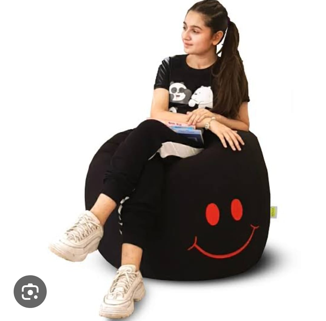 "HappyVibe Smiley Bean Bag – Cozy Comfort Seating"
