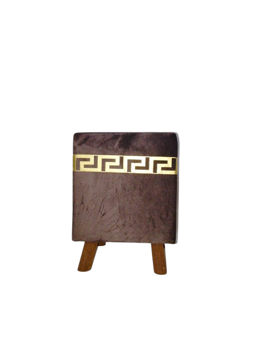 "Luxe Velvet Gold Frame Ottoman Stools – Set of 2"