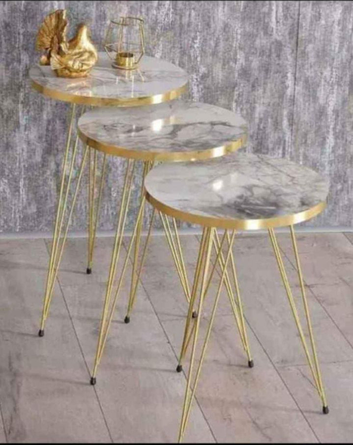 Trio Luxe Nesting Coffee Table Set with Elegant Stand