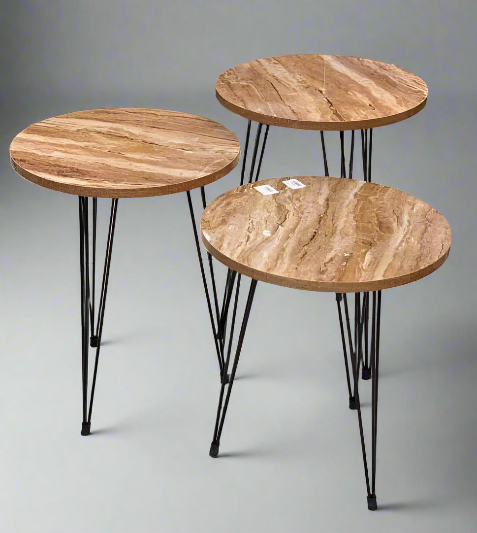 Trio Luxe Nesting Coffee Table Set with Elegant Stand