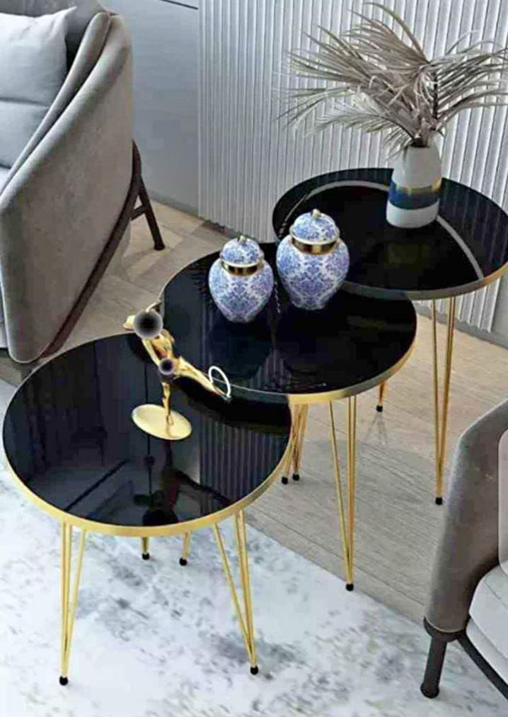 Trio Luxe Nesting Coffee Table Set with Elegant Stand
