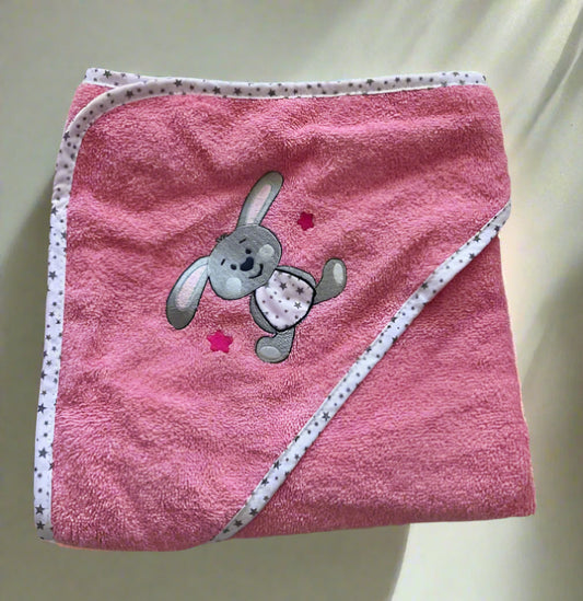 "Baby Hooded Towel Blanket – Soft Cotton with Cute Embroideries"