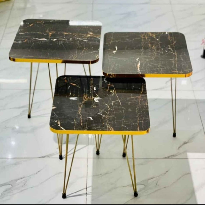 Trio Luxe Nesting Coffee Table Set with Elegant Stand