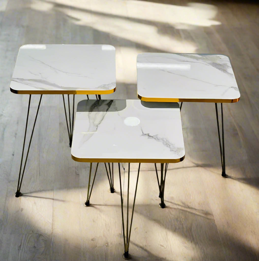 Trio Luxe Nesting Coffee Table Set with Elegant Stand