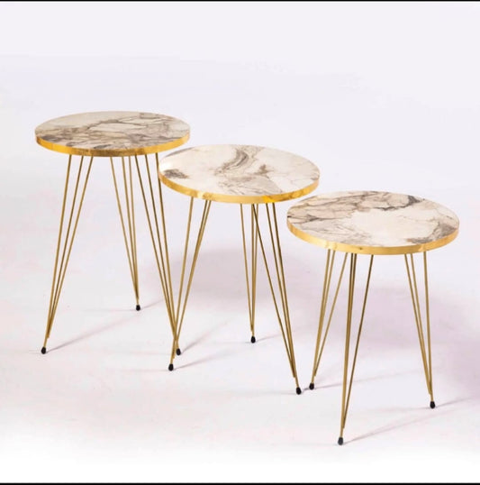Trio Luxe Nesting Coffee Table Set with Elegant Stand