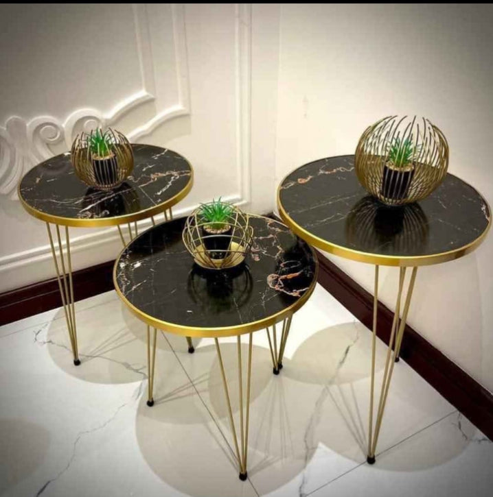Trio Luxe Nesting Coffee Table Set with Elegant Stand